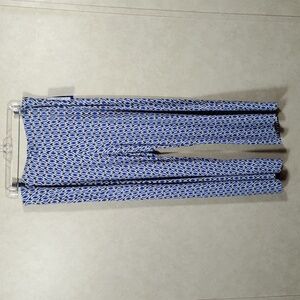 12538 Peter Nygard royal blue & black knit wide leg pants L NWT